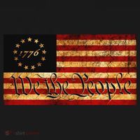 1776 We The People US Flag Visually Aged And Distressed Button thumb 1