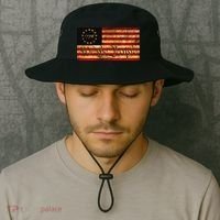 1776 We The People US Flag Visually Aged And Distressed Bucket Hat thumb 2