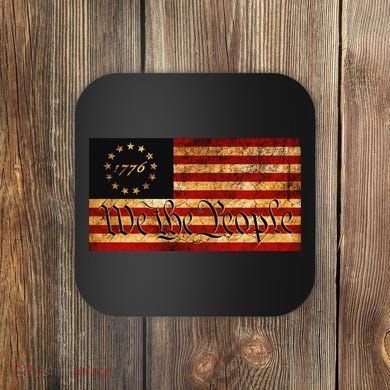 1776 We The People US Flag Visually Aged And Distressed Coaster