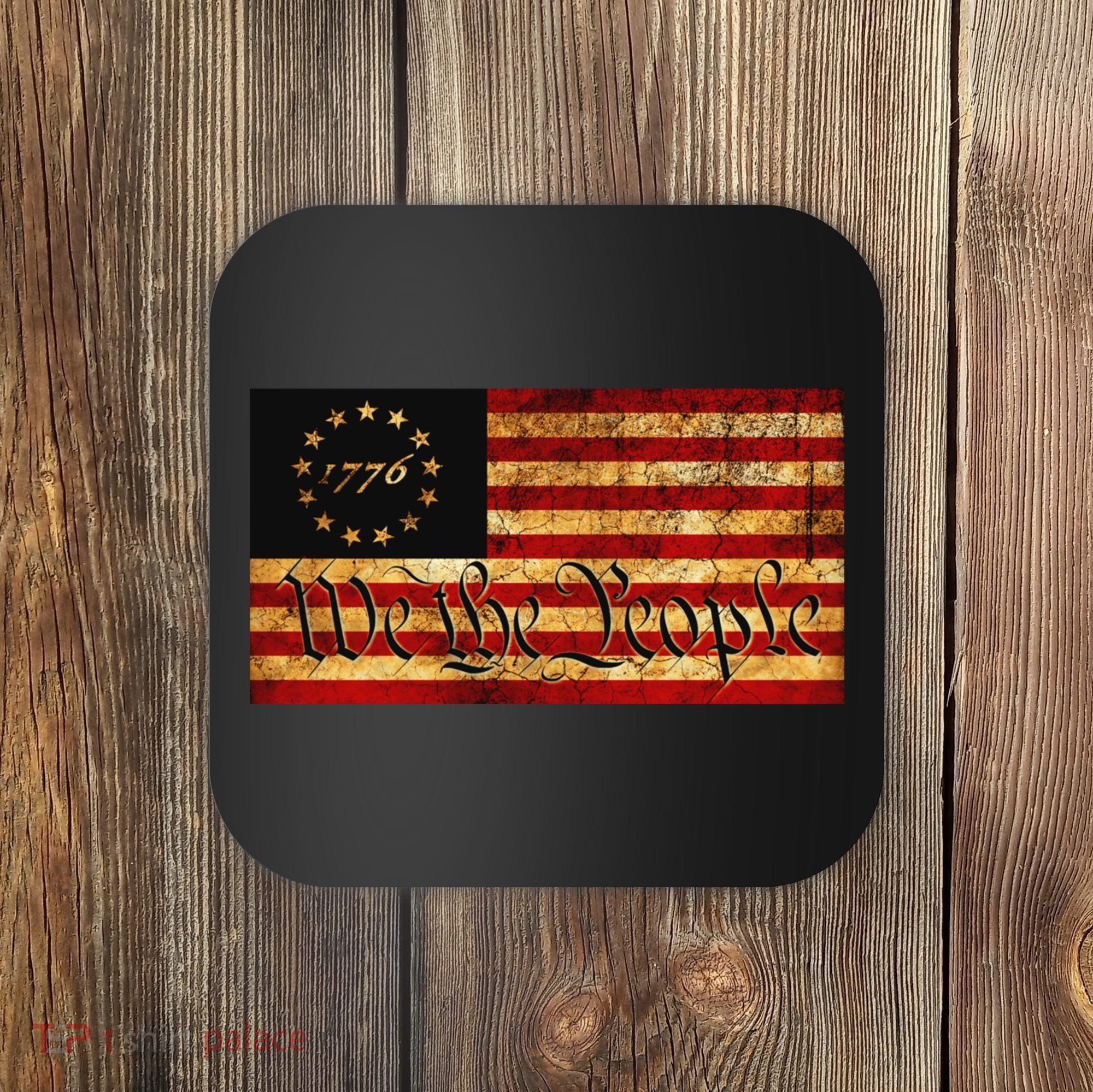 1776 We The People US Flag Visually Aged And Distressed Coaster