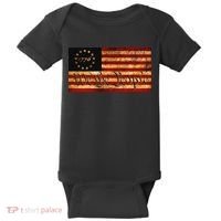 1776 We The People US Flag Visually Aged And Distressed Baby Bodysuit thumb 0
