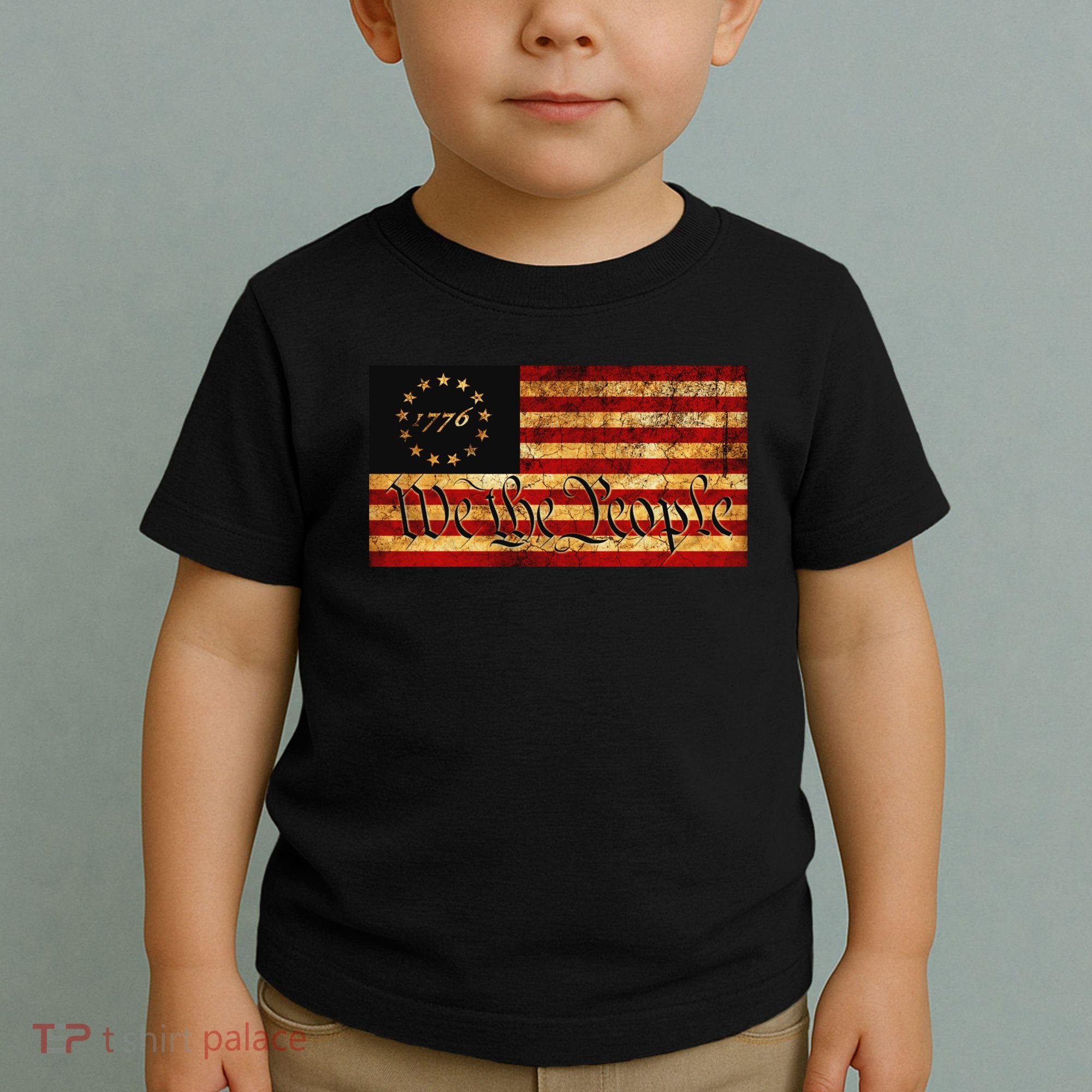 1776 We The People US Flag Visually Aged And Distressed Toddler T-Shirt