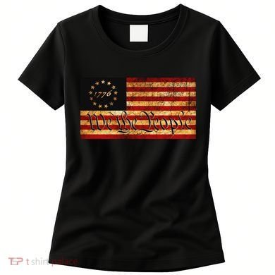 1776 We The People US Flag Visually Aged And Distressed Women's T-Shirt