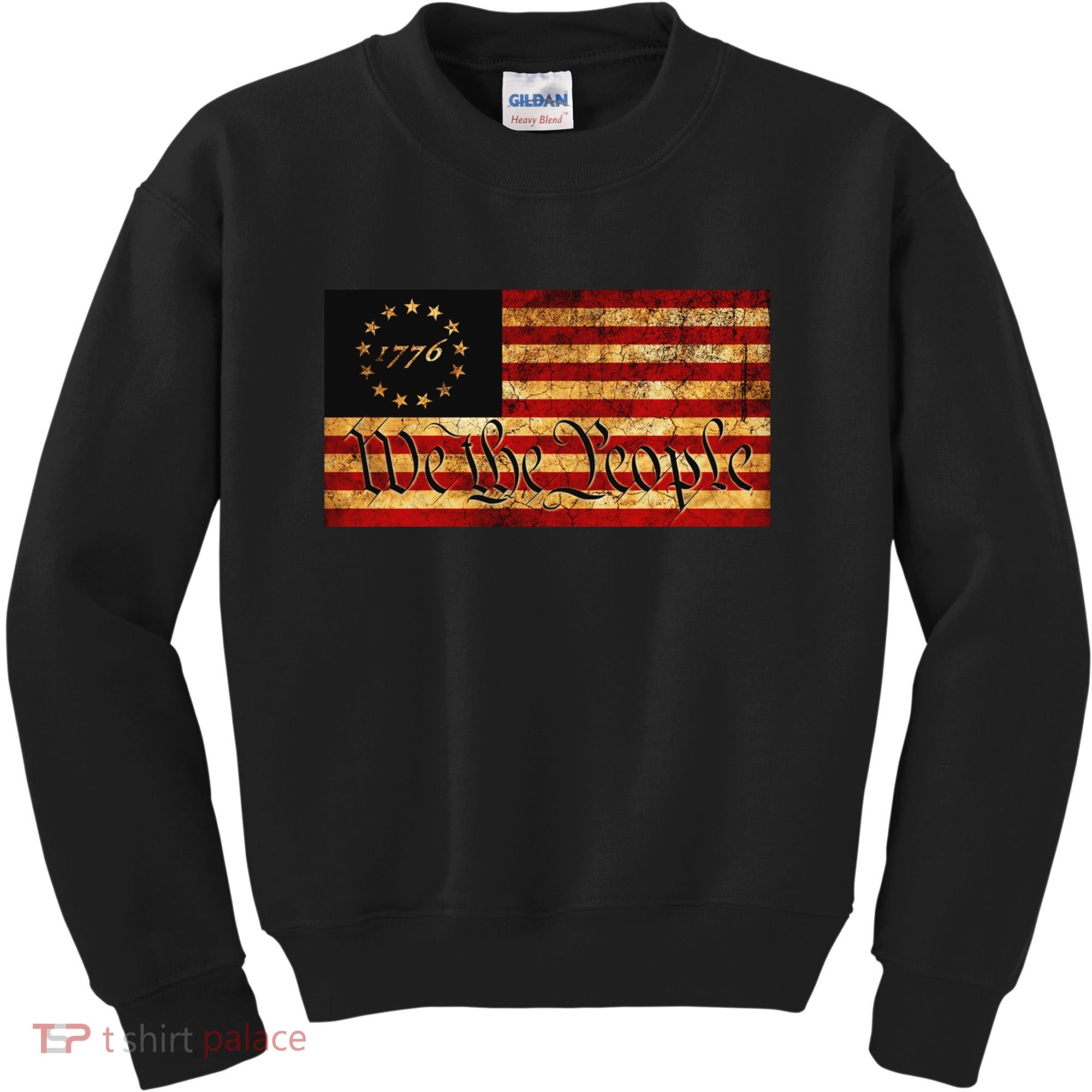 1776 We The People US Flag Visually Aged And Distressed Kids Sweatshirt