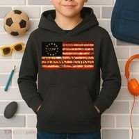 1776 We The People US Flag Visually Aged And Distressed Kids Hoodie thumb 2