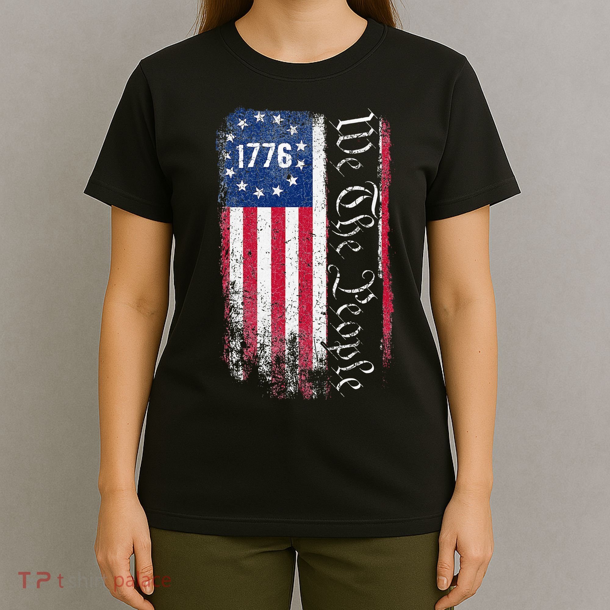 1776 We The People Betsy Ross American Flag T-Shirt