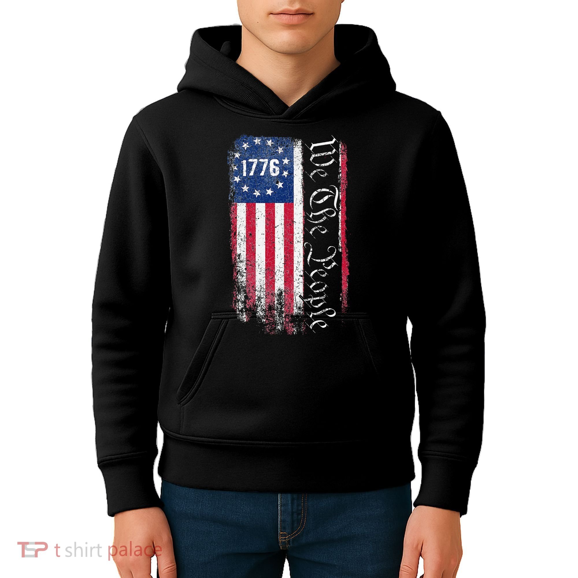 1776 We The People Betsy Ross American Flag Kids Hoodie