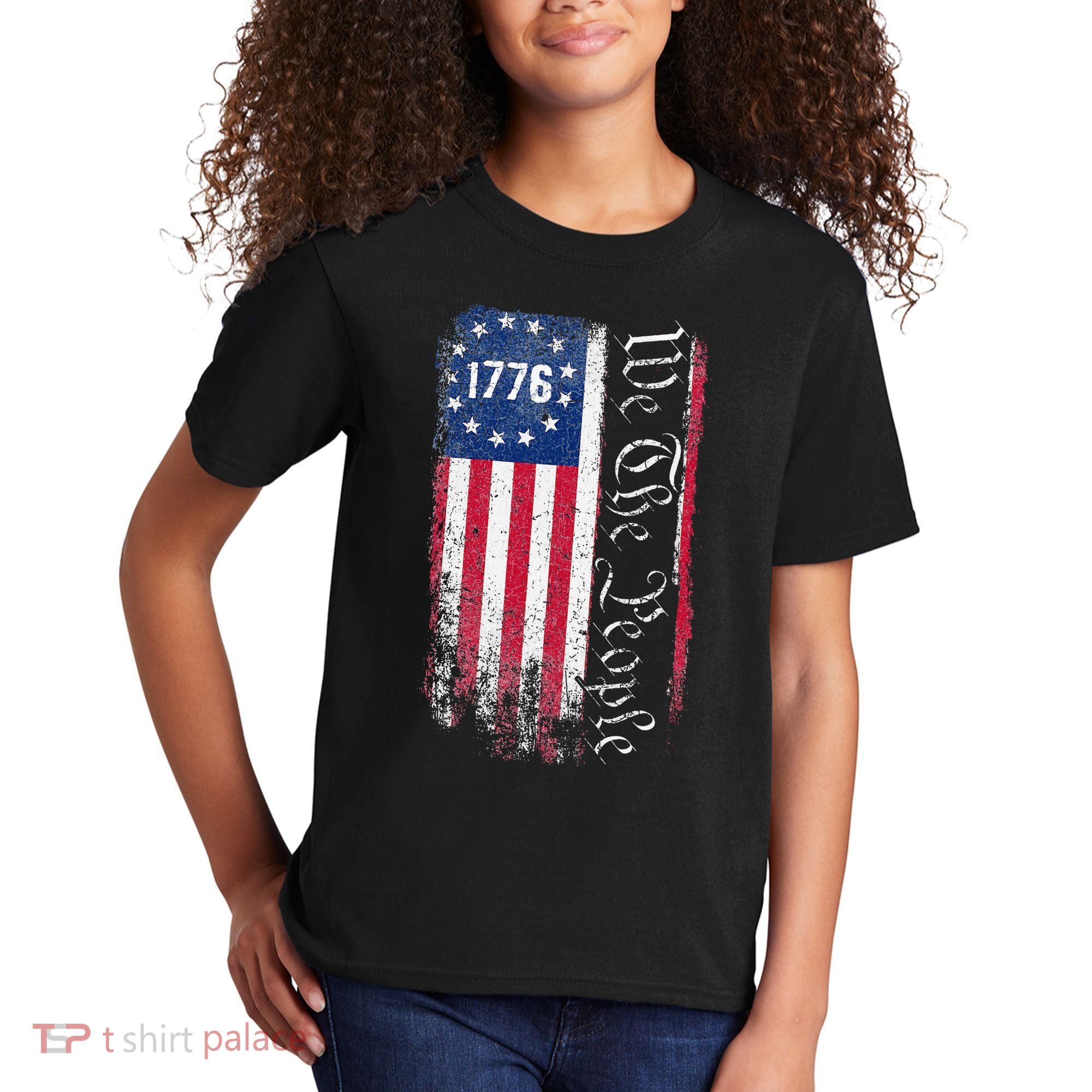 1776 We The People Betsy Ross American Flag Kids T-Shirt