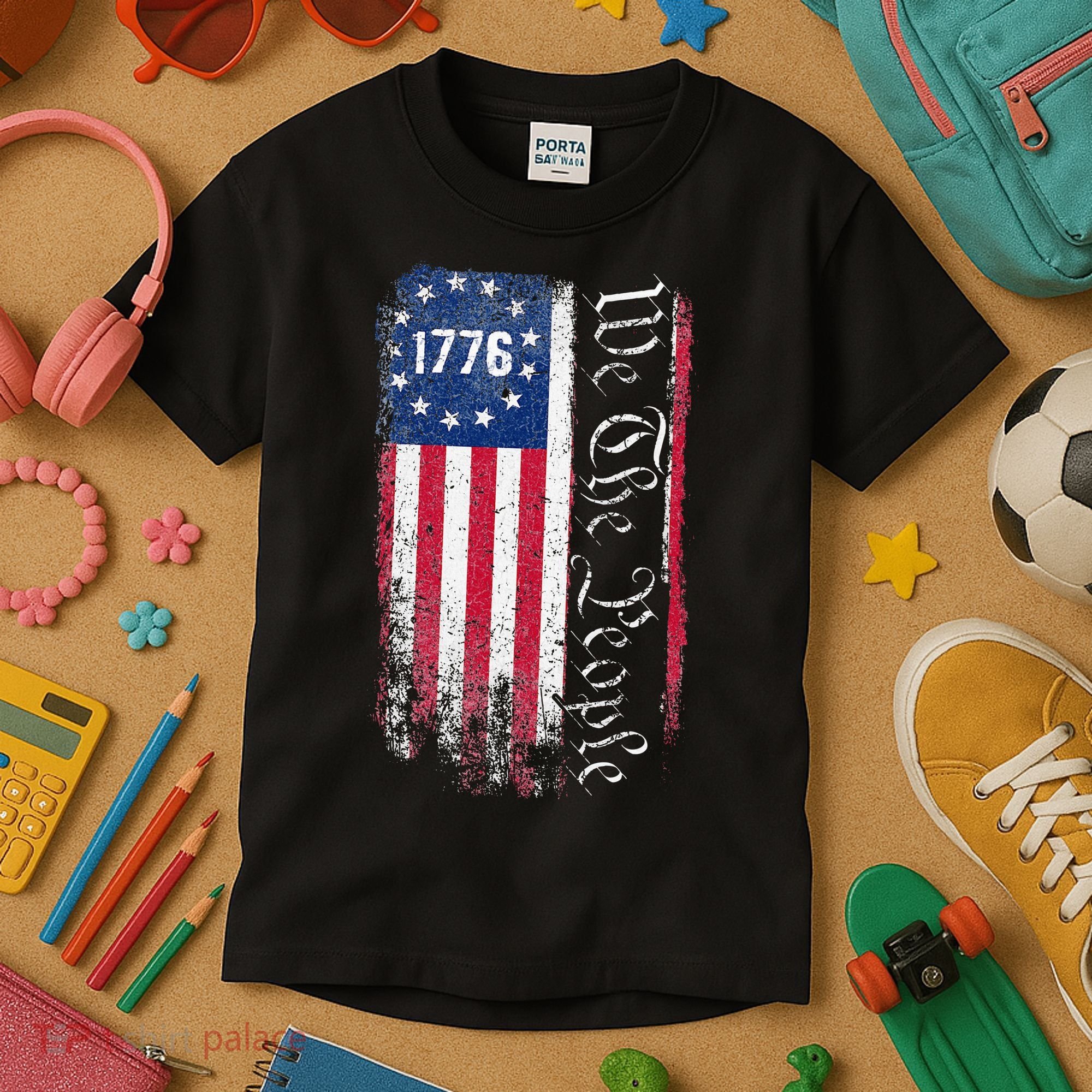 1776 We The People Betsy Ross American Flag Kids T-Shirt
