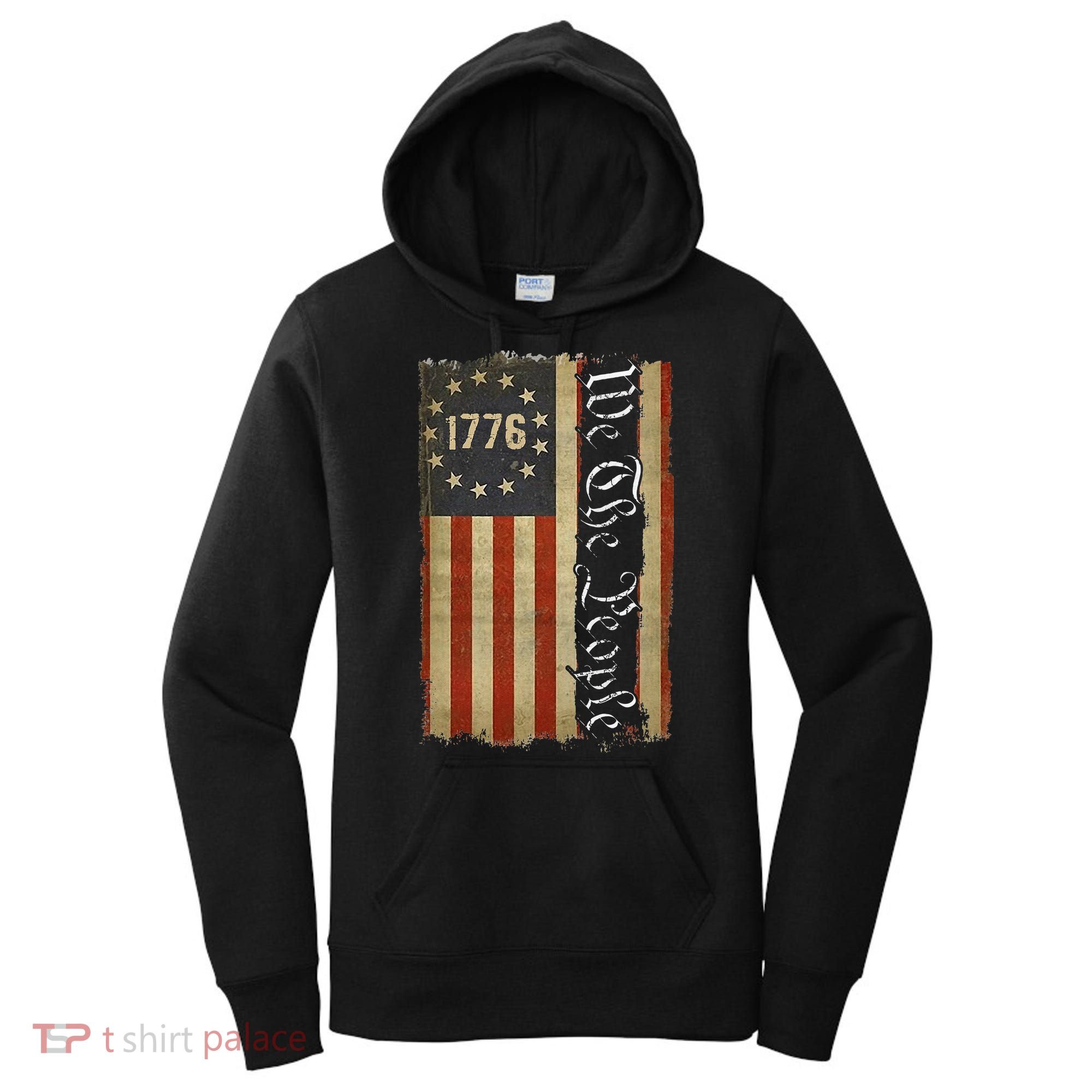 1776 We the People Betsy Ross 4th Of July American Flag Women's Hoodie