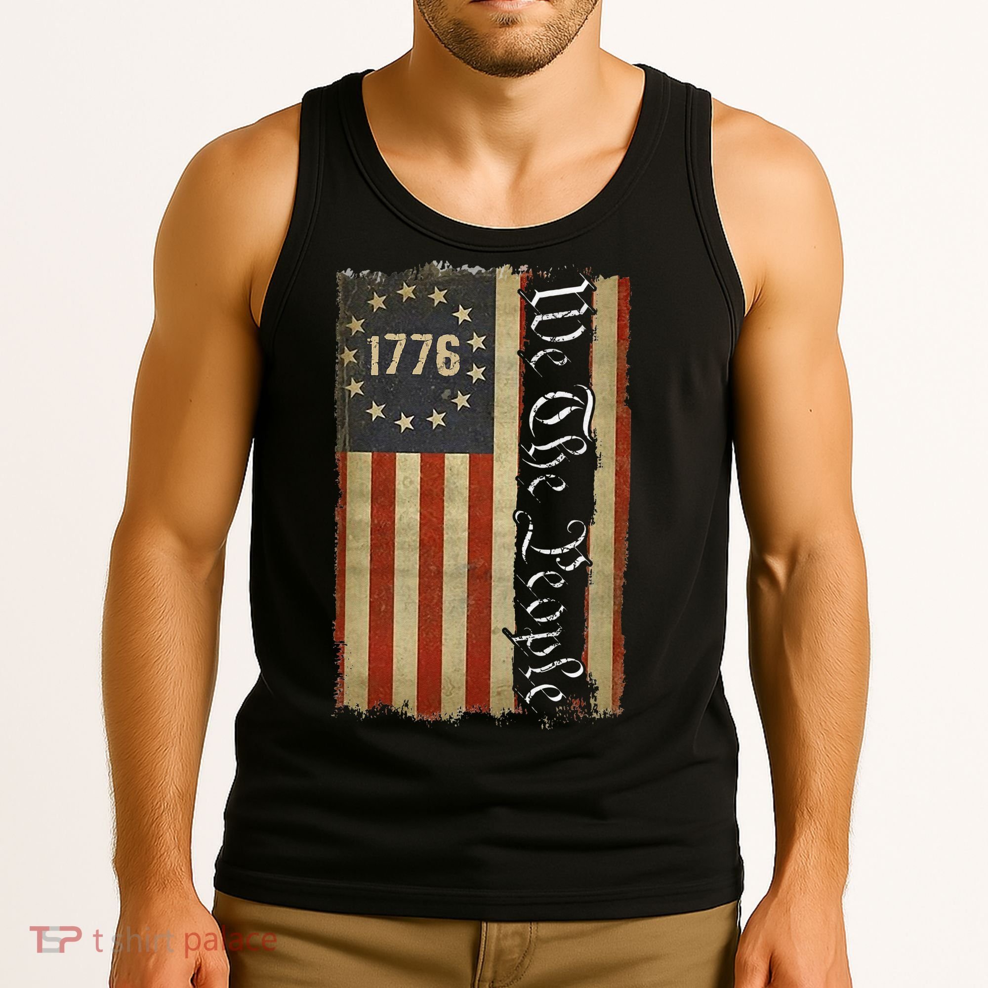 1776 We the People Betsy Ross 4th Of July American Flag Tank Top