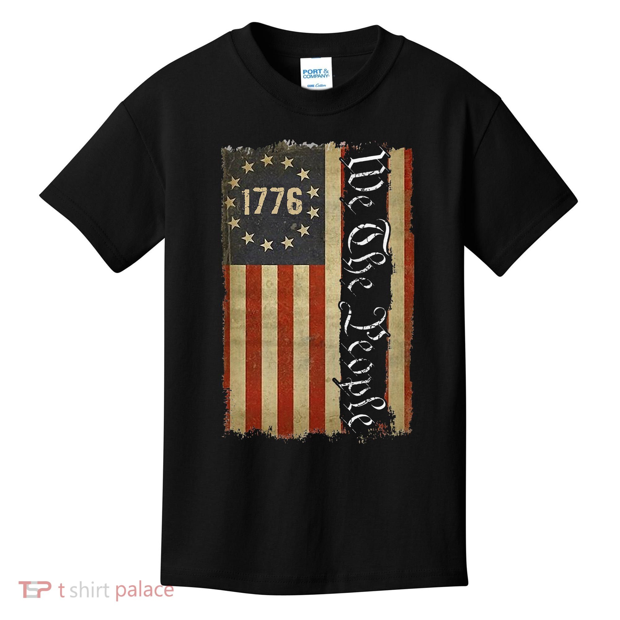 1776 We the People Betsy Ross 4th Of July American Flag Kids T-Shirt