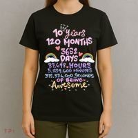 10 Years 120 Months 3652 Days Of Being Awesome 10th Birthday Cute Rainbow T-Shirt thumb 4