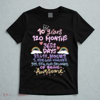10 Years 120 Months 3652 Days Of Being Awesome 10th Birthday Cute Rainbow T-Shirt thumb 5