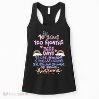 10 Years 120 Months 3652 Days Of Being Awesome 10th Birthday Cute Rainbow Women's Tank Top thumb 0