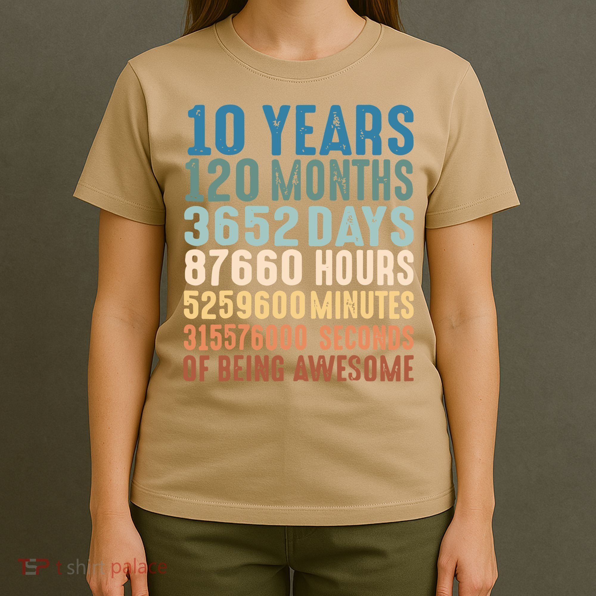 10 Years 120 Months 3652 Days 87660 Hours 5249600 Minutes 315576000 Seconds Of B T-Shirt