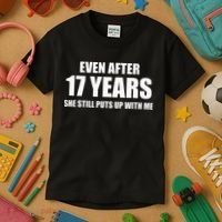 17 Year Anniversary Funny Relationship Gifts For Him Kids T-Shirt thumb 3