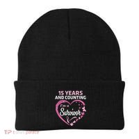 15 Years And Counting I'm A Breast Cancer Survivor Fight Win Gift Beanie thumb 0
