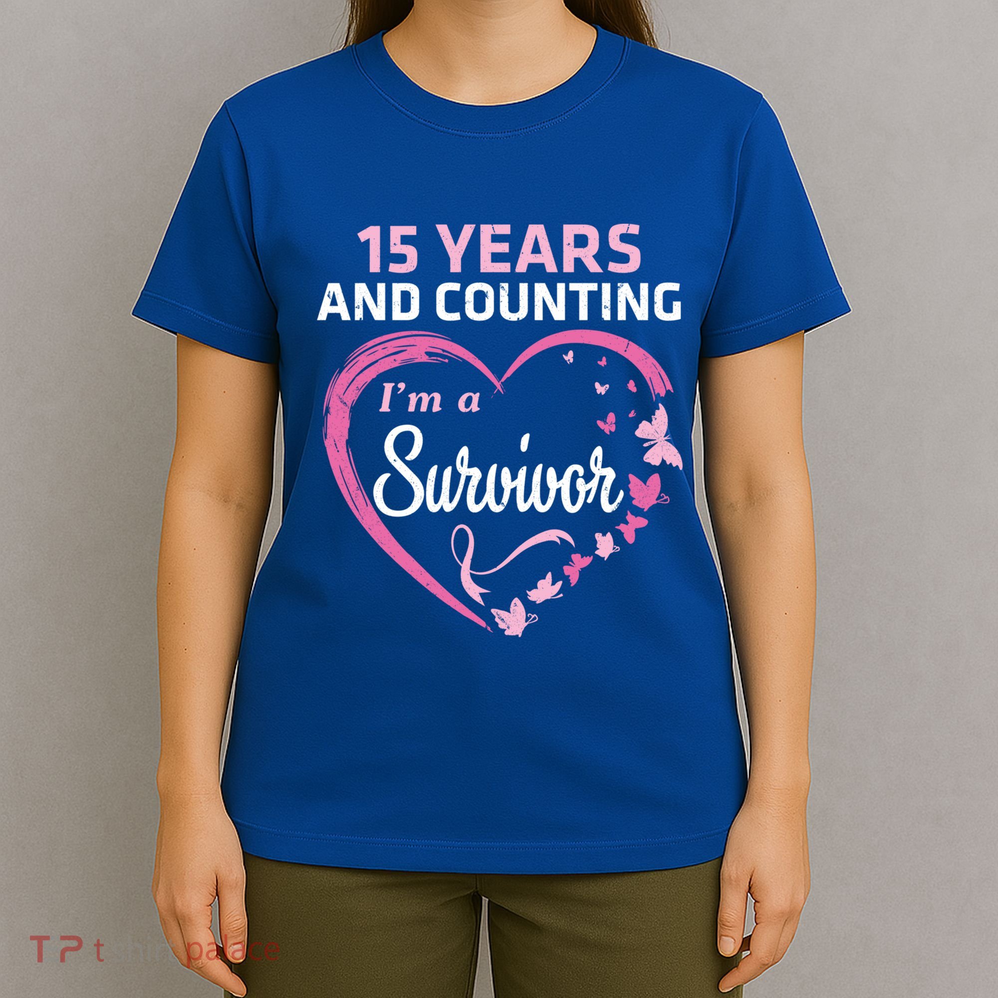 15 Years And Counting I'm A Breast Cancer Survivor Fight Win Gift T-Shirt