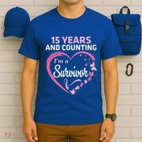 15 Years And Counting I'm A Breast Cancer Survivor Fight Win Gift T-Shirt thumb 6