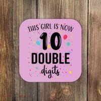 10 Years Birthday 10yr Boy Girl Double Digits 10th Birthday Coaster thumb 0