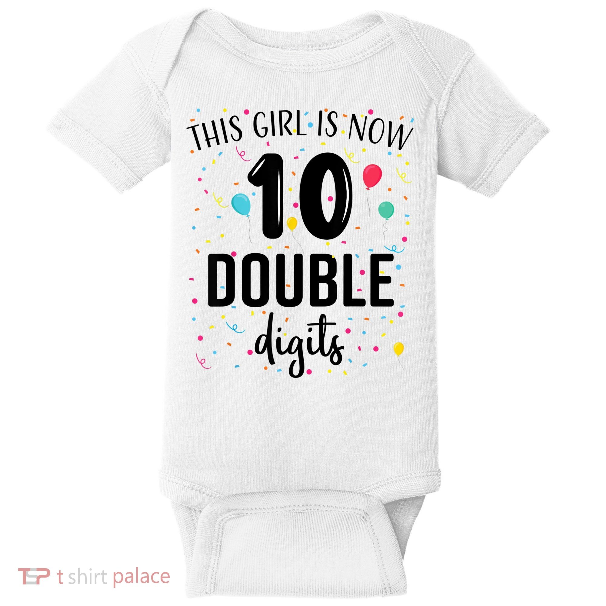 10 Years Birthday 10yr Boy Girl Double Digits 10th Birthday Baby Bodysuit