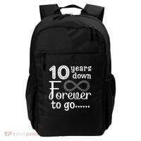 10 Years Down Forever To Go Cute 10th Wedding Anniversary Backpack thumb 0