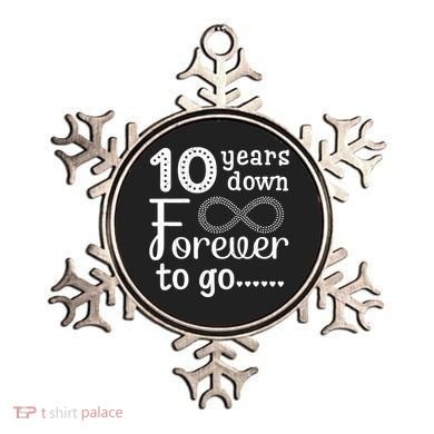 10 Years Down Forever To Go Cute 10th Wedding Anniversary Ornament