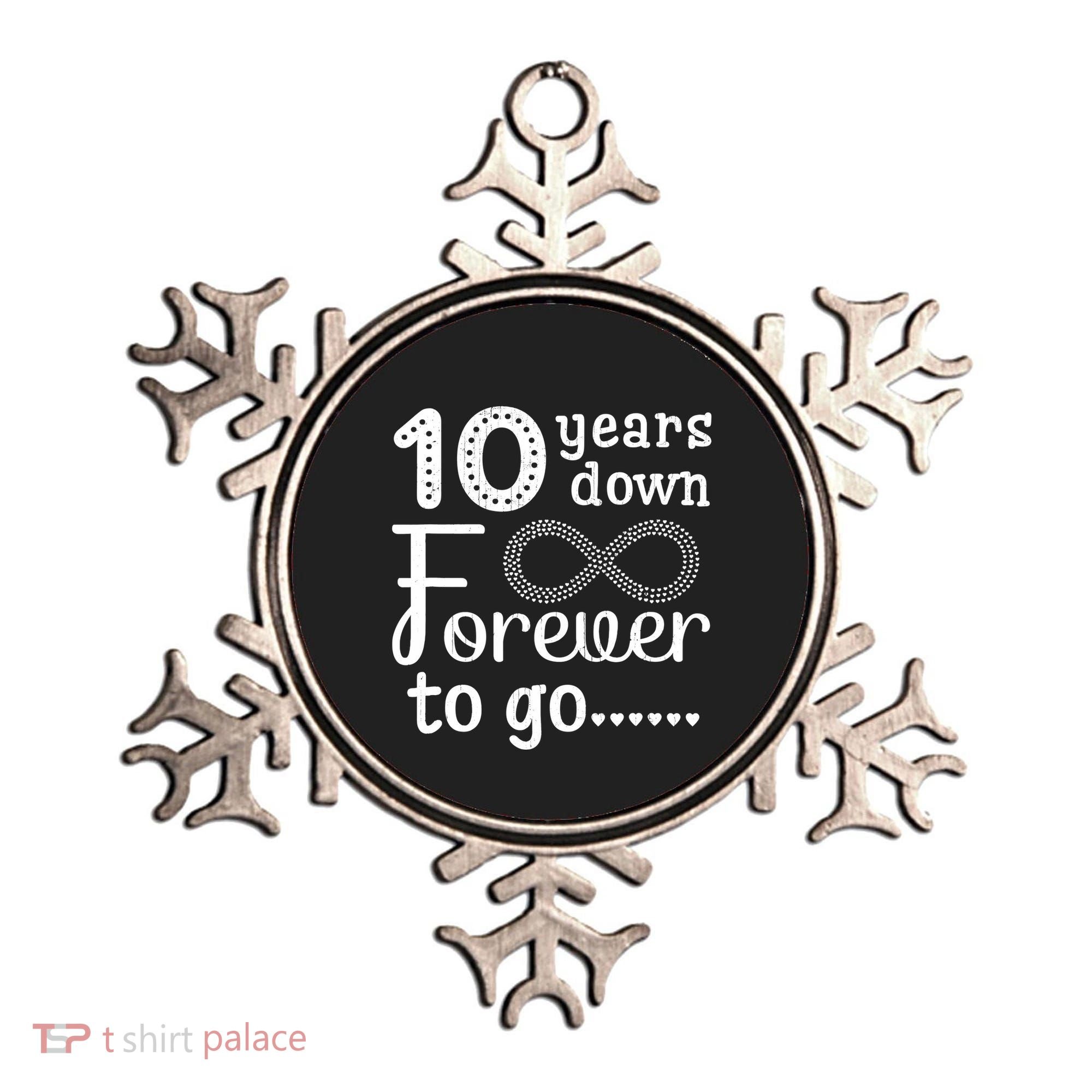 10 Years Down Forever To Go Cute 10th Wedding Anniversary Ornament