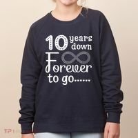 10 Years Down Forever To Go Cute 10th Wedding Anniversary Women's Sweatshirt thumb 0