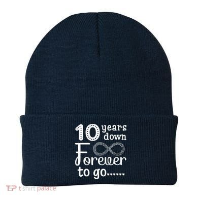 10 Years Down Forever To Go Cute 10th Wedding Anniversary Beanie