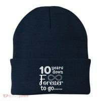 10 Years Down Forever To Go Cute 10th Wedding Anniversary Beanie thumb 0