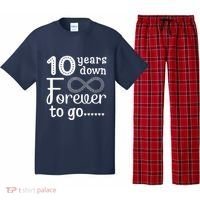 10 Years Down Forever To Go Cute 10th Wedding Anniversary Pajama Set thumb 0
