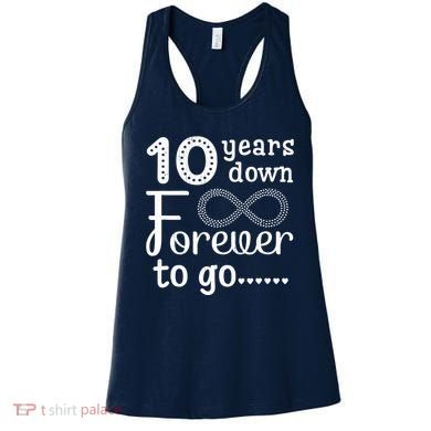 10 Years Down Forever To Go Cute 10th Wedding Anniversary Women's Tank Top