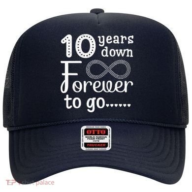 10 Years Down Forever To Go Cute 10th Wedding Anniversary Hat