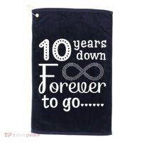 10 Years Down Forever To Go Cute 10th Wedding Anniversary Golf Towel thumb 0