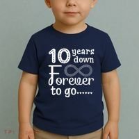 10 Years Down Forever To Go Cute 10th Wedding Anniversary Toddler T-Shirt thumb 2