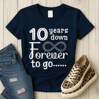 10 Years Down Forever To Go Cute 10th Wedding Anniversary Women's T-Shirt thumb 3