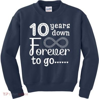 10 Years Down Forever To Go Cute 10th Wedding Anniversary Kids Sweatshirt