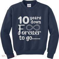 10 Years Down Forever To Go Cute 10th Wedding Anniversary Kids Sweatshirt thumb 0