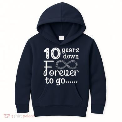 10 Years Down Forever To Go Cute 10th Wedding Anniversary Kids Hoodie