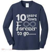 10 Years Down Forever To Go Cute 10th Wedding Anniversary Kids Long Sleeve Shirt thumb 0