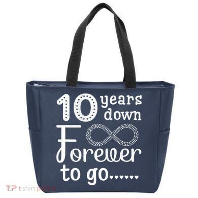 10 Years Down Forever To Go Cute 10th Wedding Anniversary Tote Bag