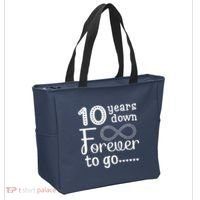 10 Years Down Forever To Go Cute 10th Wedding Anniversary Tote Bag thumb 2