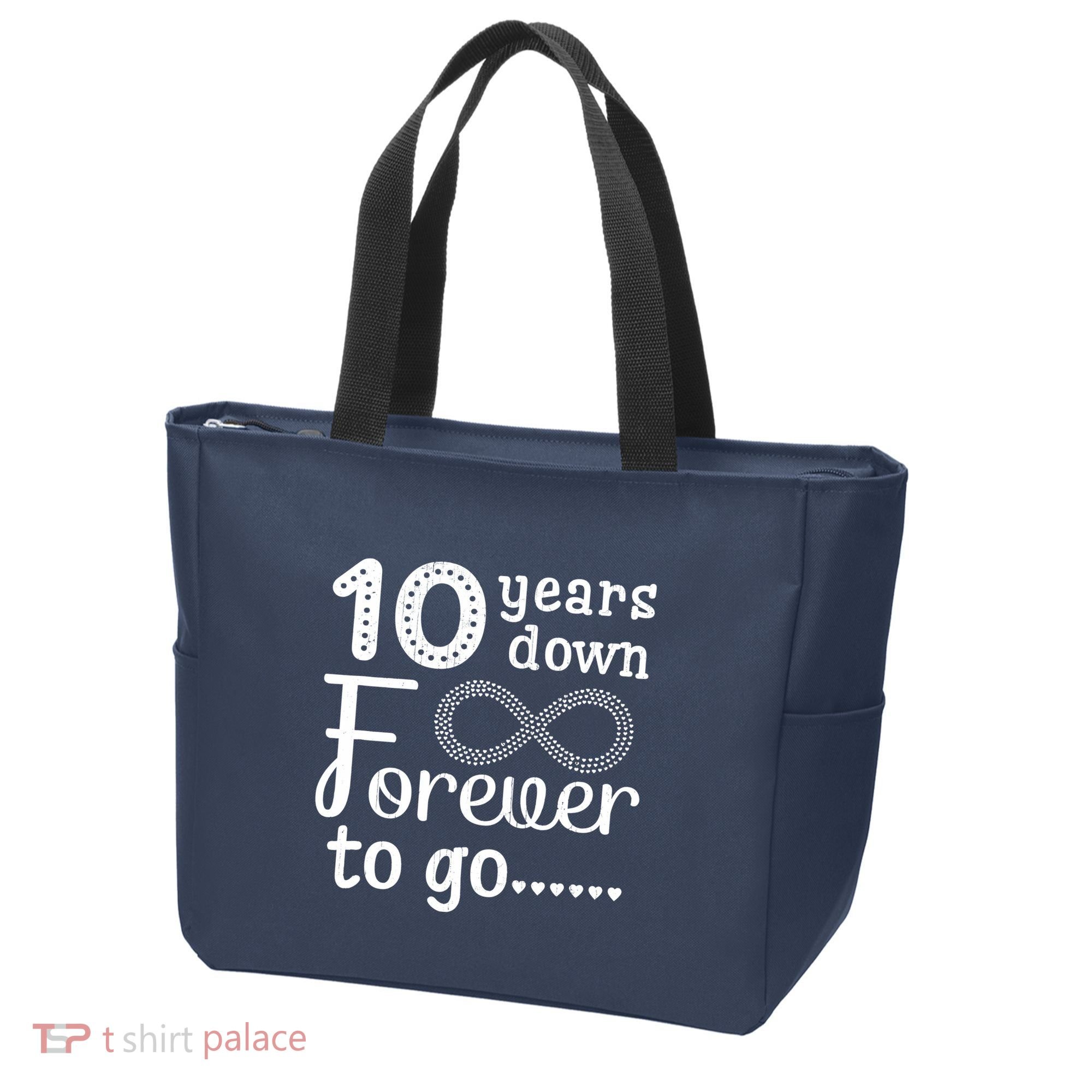 10 Years Down Forever To Go Cute 10th Wedding Anniversary Tote Bag