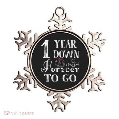 1 Year Down Forever To Go Couple 1st Wedding Anniversary Ornament