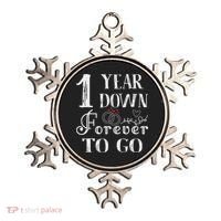 1 Year Down Forever To Go Couple 1st Wedding Anniversary Ornament thumb 0