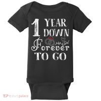 1 Year Down Forever To Go Couple 1st Wedding Anniversary Baby Bodysuit thumb 0