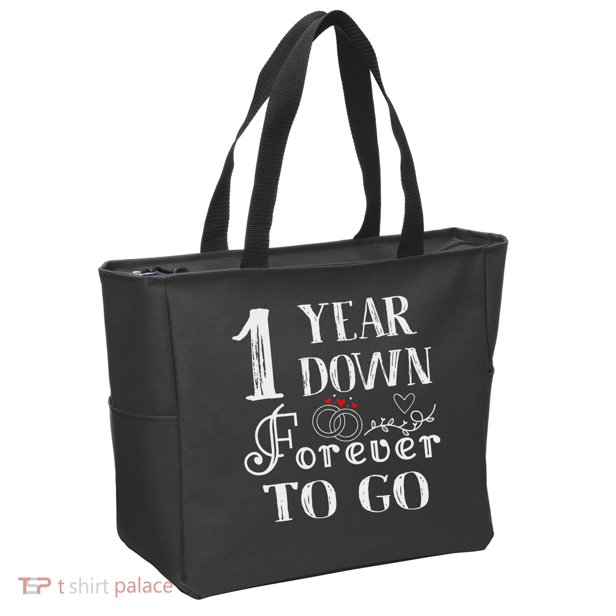 1 Year Down Forever To Go Couple 1st Wedding Anniversary Tote Bag