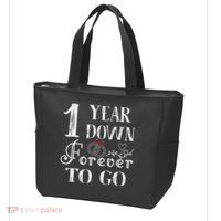 1 Year Down Forever To Go Couple 1st Wedding Anniversary Tote Bag thumb 3